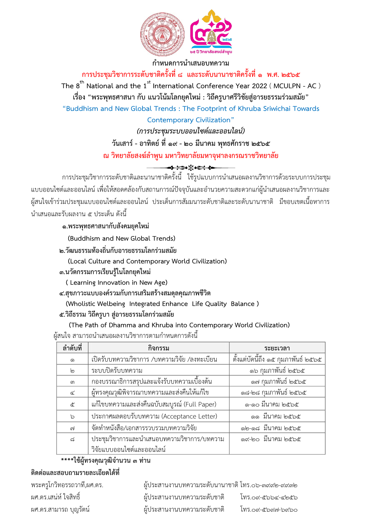กำหนดการนำเสนอบทความทางวิชาการ-ปรับปรุง1 copy